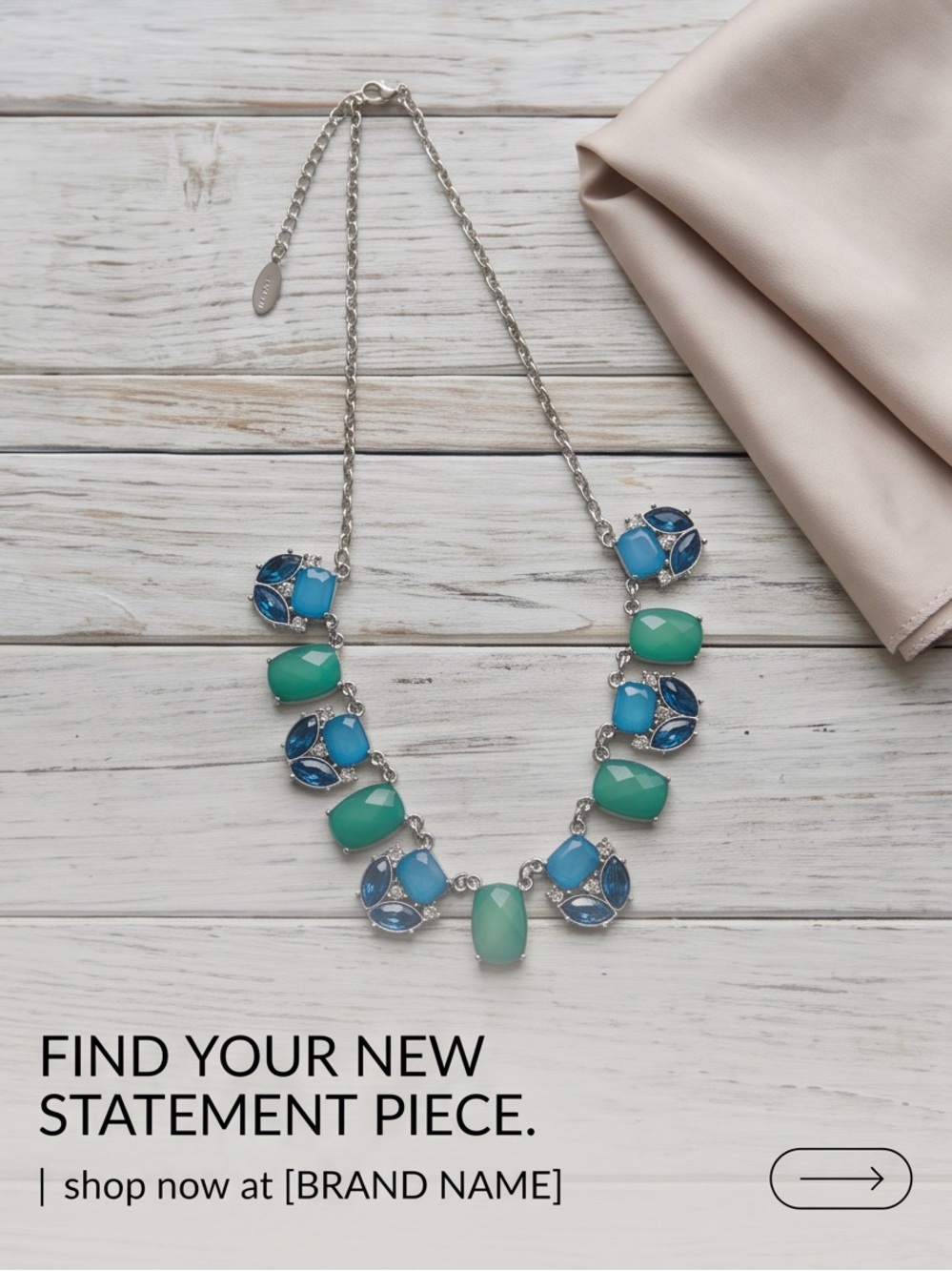 YGARD Brand Blue and Green Stone Statement Necklace